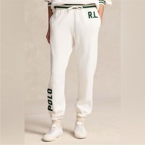 Polo by Ralph Lauren Ivory Joggers with Green Trim NWT Medium